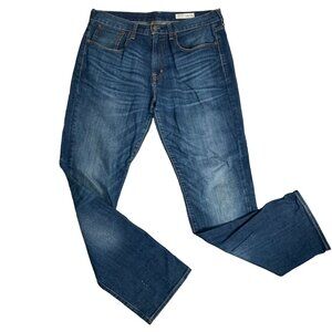 Cremieux Straight Leg Denim Jeans 34 Med Wash Blue Whiskered 5 Pocket Button Zip